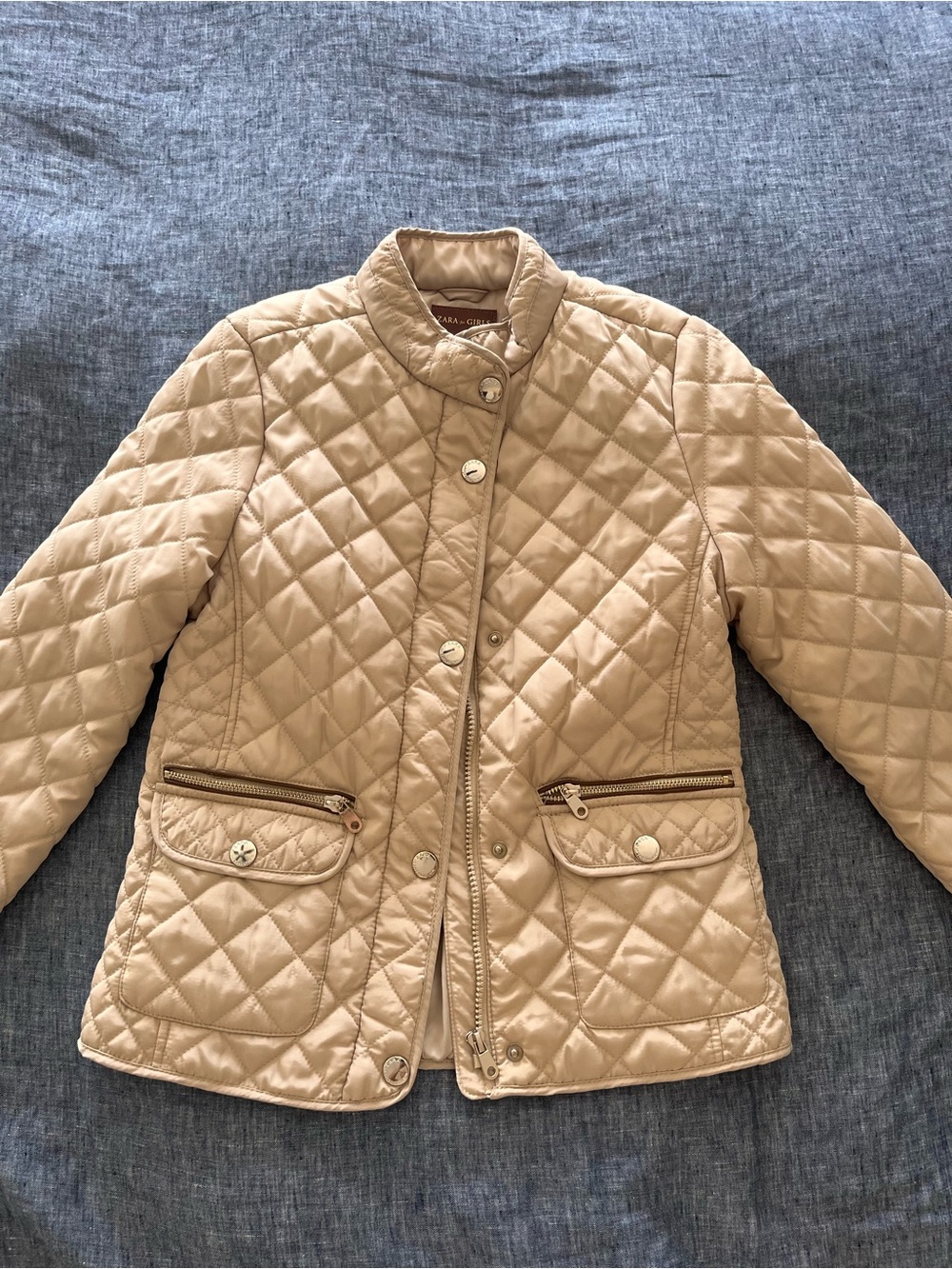 Zara Quilted Beige Utility Jacket